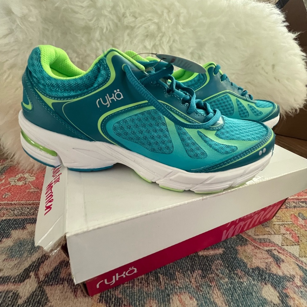 Ryka Turquoise and Neon Green Sneakers